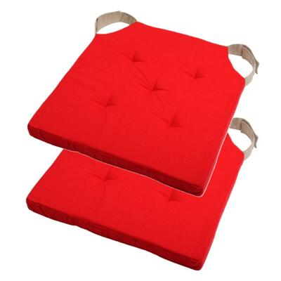 Stof Textile stoelkussen DUO - 2x - rood - 38 x 38 x 4 cm - klittenband sluiting