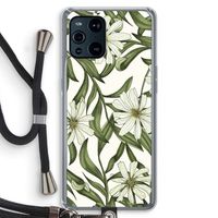 Wit bloemenpatroon: Oppo Find X3 Pro Transparant Hoesje met koord