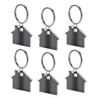 Sleutelhanger met klein huisje - 6x - wit/grijs - metaal - 4 x 3.8 cm - eigen huis/nieuw huis Sleutelhanger met klein huisje - 6x - wit/grijs - metaal - 4 x 3.8 cm - eigen huis/nieuw huis