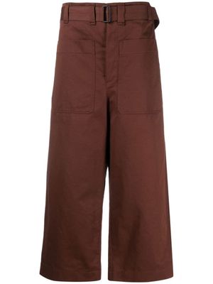 LEMAIRE pantalon en lin mélangé à coupe ample - Marron
