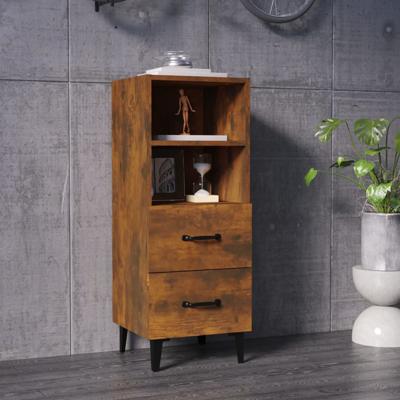 Dressoir 34,5x34x90 cm bewerkt hout gerookt eikenkleurig