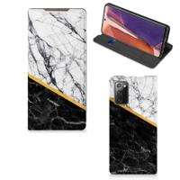 Samsung Galaxy Note20 | Standcase | Marmer Wit Zwart - Origineel Cadeau Man