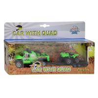 Kids Globe terreinwagen met trailer en quad licht en geluid