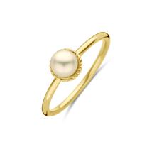 Prachtige 14k Geelgouden Ring met Zoetwaterparel - Breedte 6.5mm