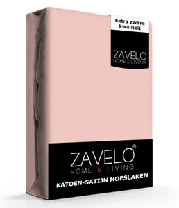 Zavelo Hoeslaken Katoen Satijn Poeder Roze- 1-persoons (70x200 cm)