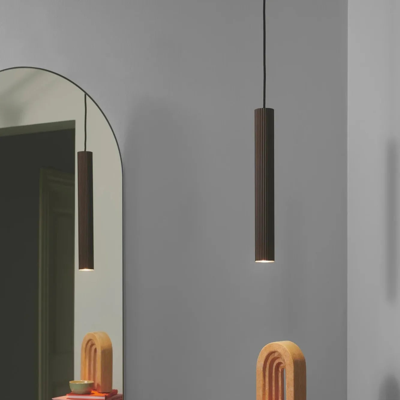 Hanglamp Bruin smal ribbel Vico metaal gu10 led