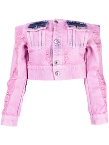 GCDS veste en jean à effet usé - Rose