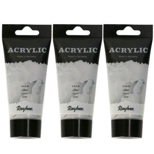 Acrylverf/hobbyverf op waterbasis - 3x - zilver - 75 ml - Schilderen/knutselen