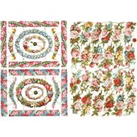 Vintage plaatjes, kleine bloemen, vel 16,5x23,5 cm, 2 vel/ 1 doos