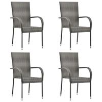 Tuinstoelen stapelbaar 4 st poly rattan grijs