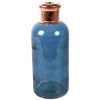 Countryfield vaas Firm bottle - blauw|koper - glas - D11 x H27 cm