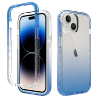 iPhone 15 hoesje - Full body - 2 delig - Shockproof - Siliconen - TPU - Blauw - thumbnail