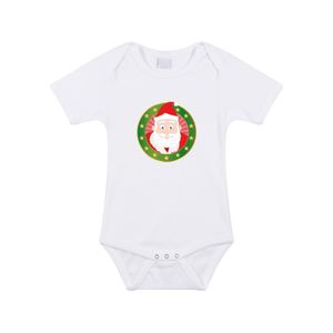 Kerst rompertje met Kerstman print wit baby