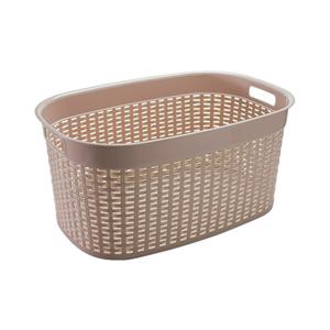 Rotan line wasmand - beige - inhoud 44 liter - kunststof - 58 x 39 x 27 cm - met handvatten