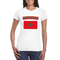 T-shirt met Marokkaanse vlag wit dames - thumbnail