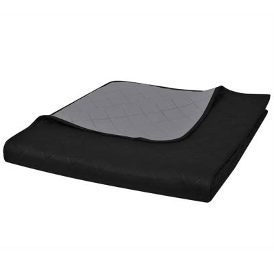 VidaXL Bedsprei gewatteerd dubbelzijdig 230x260 cm zwart/grijs