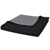 VidaXL Bedsprei gewatteerd dubbelzijdig 230x260 cm zwart/grijs