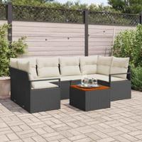 Tuinbankenset met kussen 7 pcs Zwart poly rattan