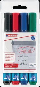 Edding Flipchartmarker | zwart/rood/blauw/groen | streepbreedte 1-5 mm spitse punt | 1 stuk - 4-383-4 4-383-4