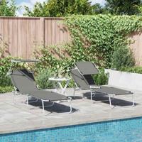 Ligstoel 2-persoon 2 pcs Grijs 58 x 188 x 77cm Stof