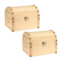 Houten schatkistje met sluiting en deksel - 2x - 20 x 15 x 15 cm - Sieraden/spulletjes/sleutels