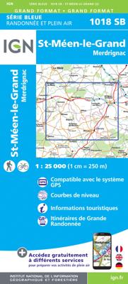Wandelkaart - Topografische kaart 1018 SB - Serie Bleue Saint-Méen-le-Grand - Merdrignac | IGN - Institut Géographique National