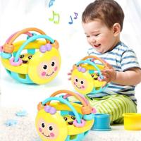 Zachte rubber cartoon Bee hand kloppen rammelaar halter vroege educatief speelgoed voor Kid hand Bell baby speelgoed (Bee rammelaar)