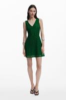 Mouwloze kanten jurk - GREEN - XS