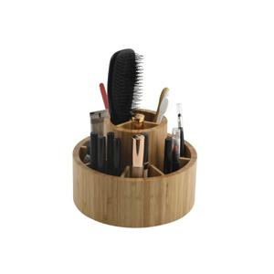 MSV Make-up/pennen sorteer organizer - rond draaibaar bakje - 20 x 15 cm - bamboe - Make-up dozen