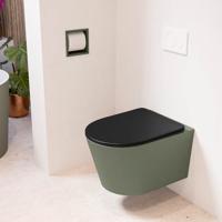 Wandcloset Mondiaz Lavie | Zonder spoelrand | Incl.Toiletzitting-Urban | Keramiek | Army (groen)