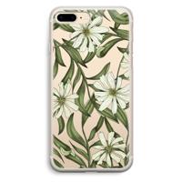 Wit bloemenpatroon: iPhone 7 Plus Transparant Hoesje - thumbnail