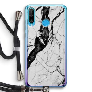 Witte marmer 2: Huawei P30 Lite Transparant Hoesje met koord