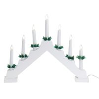 Kaarsenbrug wit van hout met LED verlichting 39,5 x 5 x 31 cm