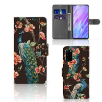 Samsung Galaxy S20 Telefoonhoesje met Pasjes Pauw met Bloemen