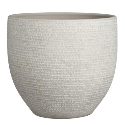 Mica Decorations Bloempot - lichtgrijs - terracotta - 29 x 26 cm - plantenpotten binnen