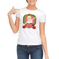 Foute kerst t-shirt wit merry christmas voor dames - thumbnail