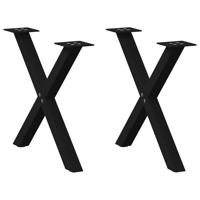 Salontafelpoten 2 st X-vormig 50x(42-43) cm staal zwart
