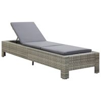 The Living Store Ligbed Deluxe Grijs Rattan - 220x75x35 cm - Verstelbaar - Weerbestendig - thumbnail