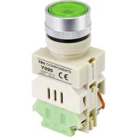 TRU COMPONENTS TC-9219092 Y090 Druktoets 250 V/AC 5 A 1x aan/(aan) Continu Groen (Ø) 30 mm 1 stuk(s)