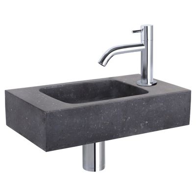 Differnz Differnz fonteinset bombai black - natuursteen - kraan gebogen chroom