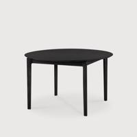 Ethnicraft Uitschuifbare Ronde Eettafel 'Bok' Gevernist Eikenhout, 129/179 x 129cm, kleur Zwart