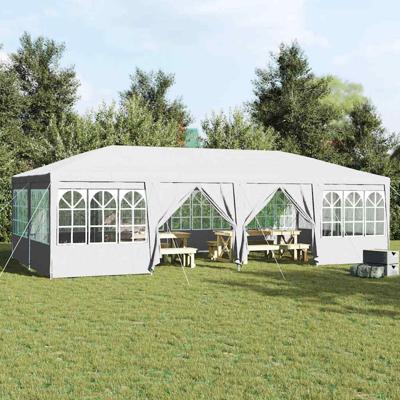 Feesttent met 12 zijwanden, wit, 8x4 m PE
