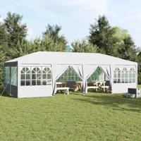 Feesttent met 12 zijwanden, wit, 8x4 m PE