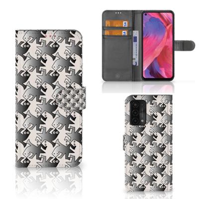 OPPO A54 5G | A74 5G | A93 5G | Telefoonhoesje | Met pasjeshouder | Salamander Grey