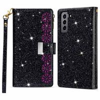 Starlight Series Samsung Galaxy S22 5G Wallet Case - Zwart - thumbnail