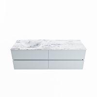 MONDIAZ VICA-DLUX 150cm badmeubel onderkast Clay 4 lades. Inbouw wastafel CLOUD links 1 kraangat, kleur Glace.