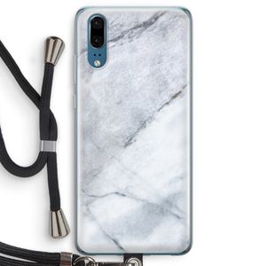 Witte marmer: Huawei P20 Transparant Hoesje met koord