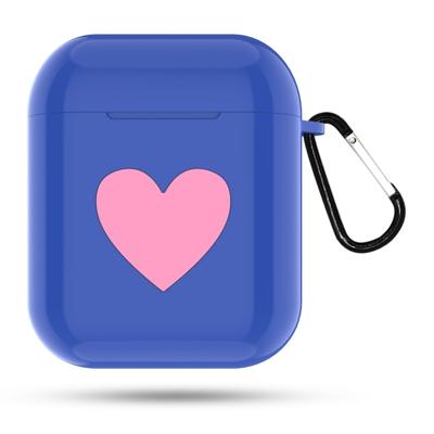 Hart patroon Apple draadloze koptelefoon Oplaaddoos stofbestendig schokbestendig outdoor beschermhoes voor Airpods (blauw)