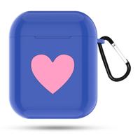 Hart patroon Apple draadloze koptelefoon Oplaaddoos stofbestendig schokbestendig outdoor beschermhoes voor Airpods (blauw)