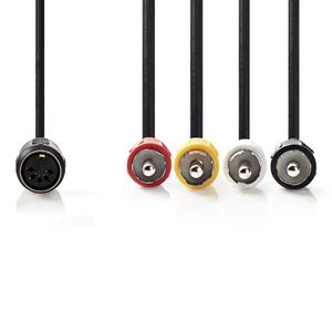 Nedis DIN-Audiokabel | DIN 5-Pins Female | 4x RCA Male | 0.2 m | 1 stuks - CAGP20475BK02 CAGP20475BK02